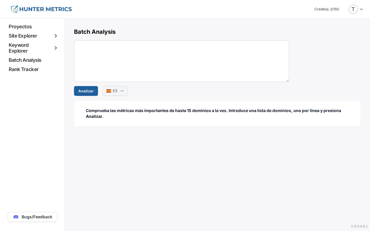 Batch Analysis - Comparación de múltiples dominios