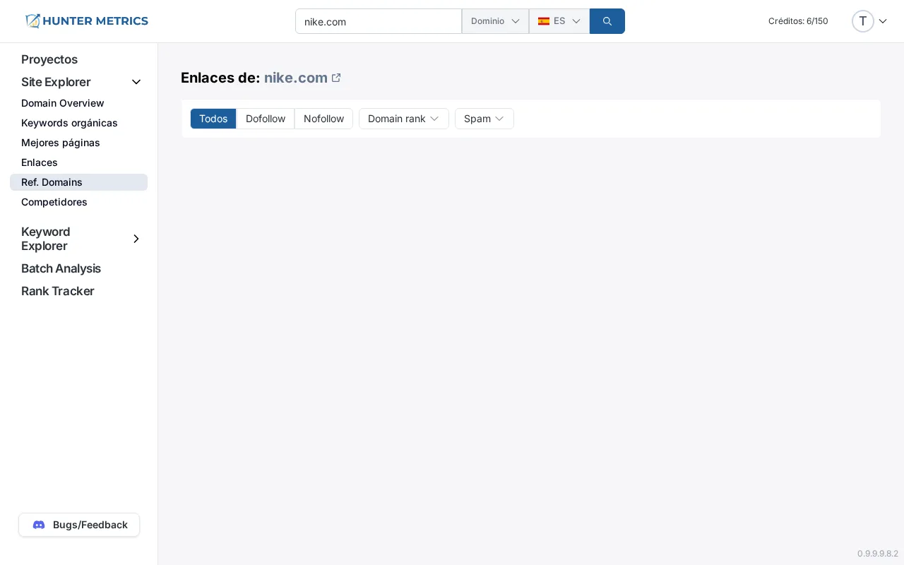 Dominios de referencia con authority score